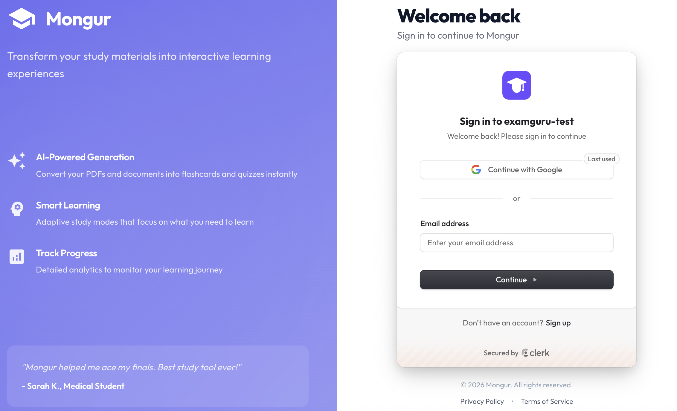 Google signup screenshot